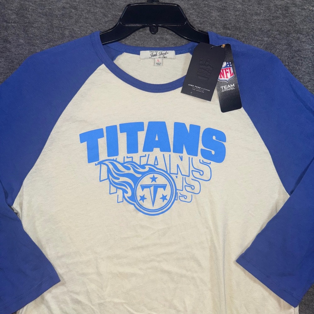 Tennessee Titans Junk Food NFL Raglan 3/4 Sleeve Shirt Mens Large NEW